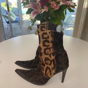 Gianni Bravo ankle boots animal print real hair